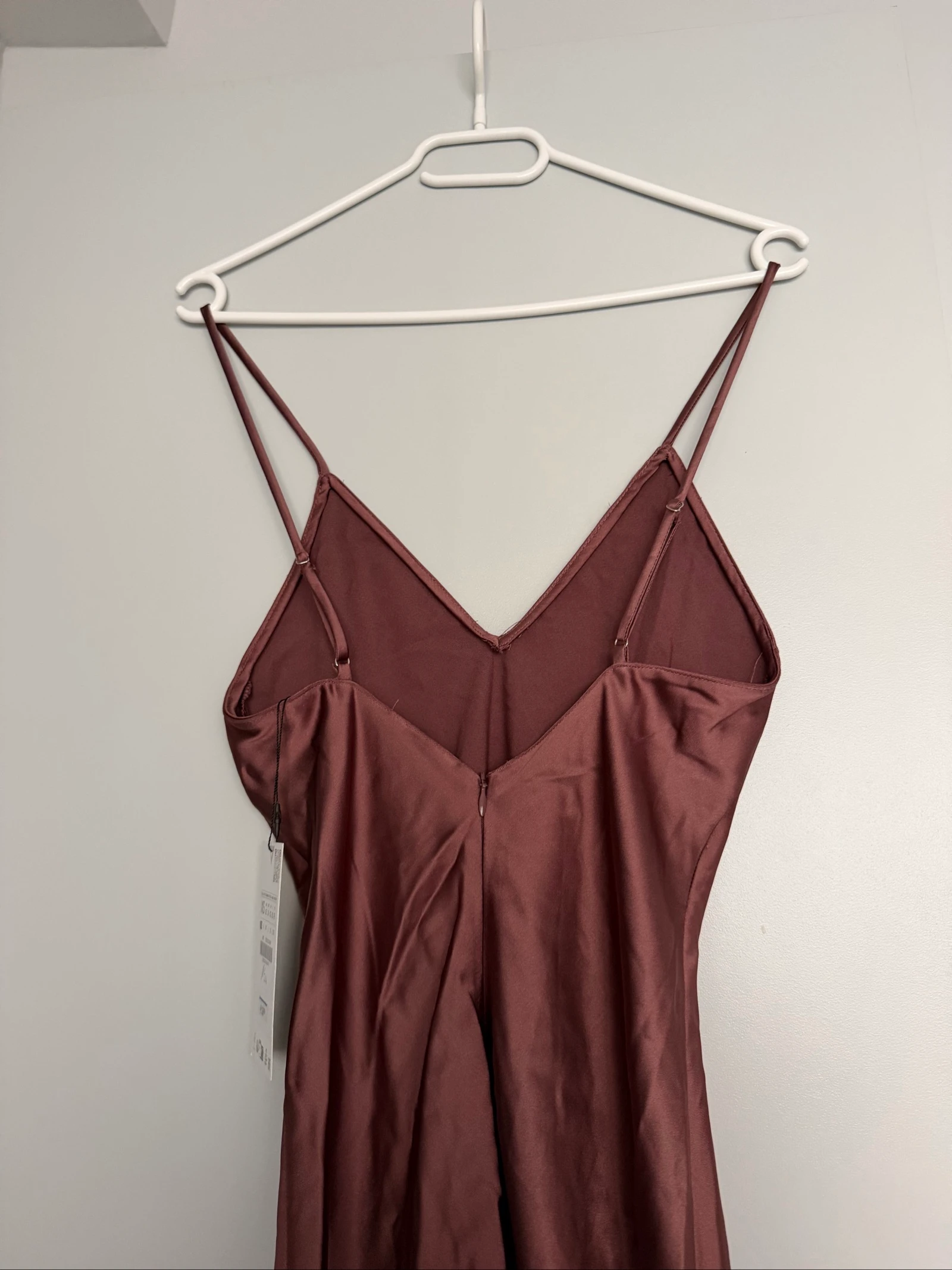 Vestido largo satinado Zara granate marrón – Talla XS – Nuevo con etiqueta – photo 4